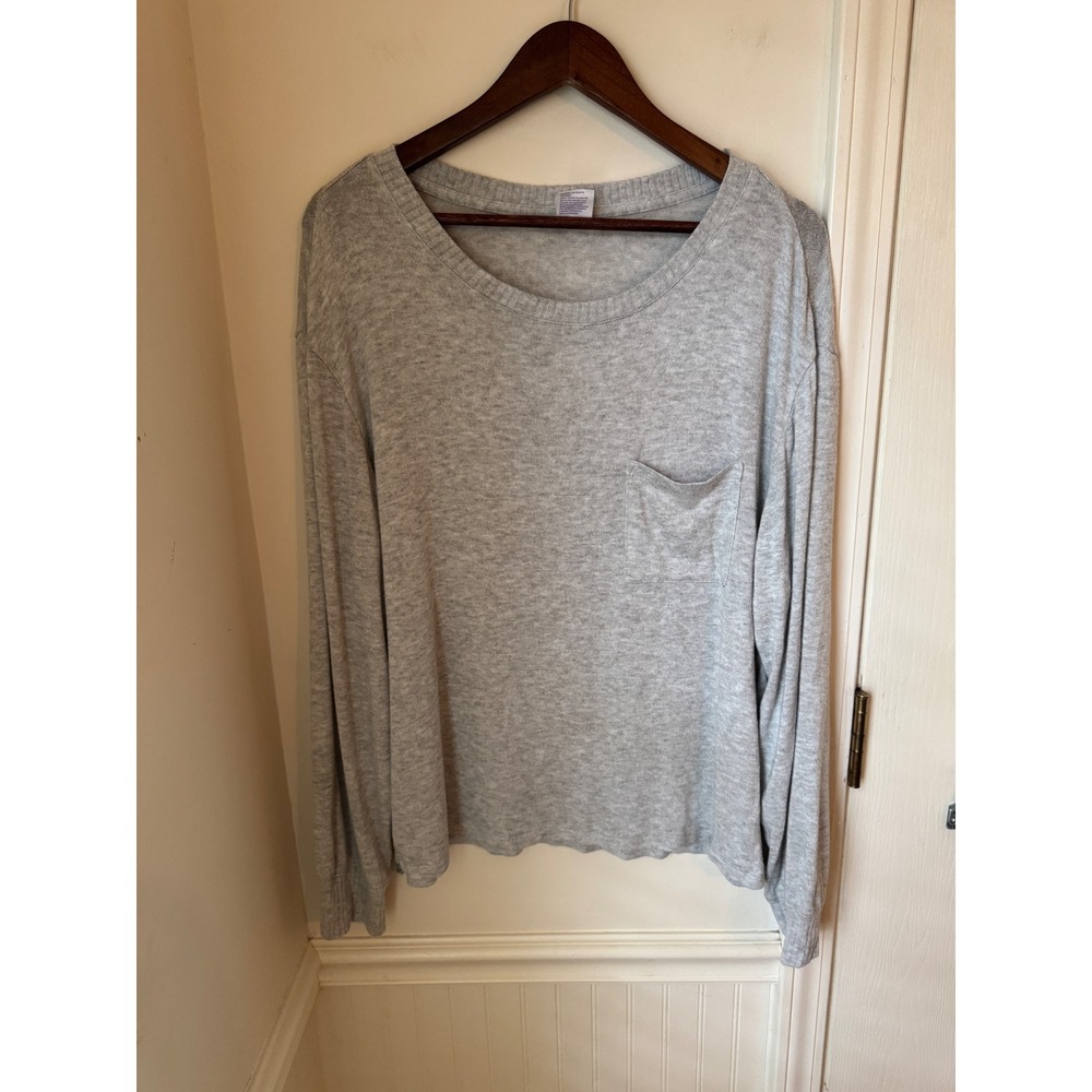 Stars Above Perfectly Cozy Gray Long Sleeve Pajama Top Lounge Shirt Large